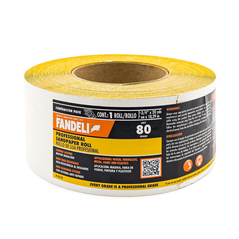 Fandeli | Long Lasting Sandpaper Roll | Ideal for Sanding Wood | Self-Adhesive Continuous Sheet (80 Grit) - Image 2